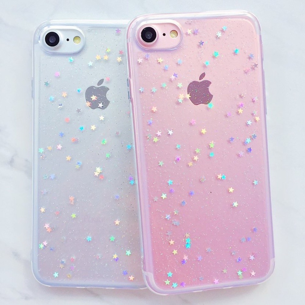 iPhone Clear Glitter Star Case